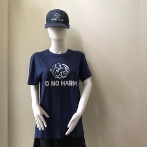 Do no harm t shirt and trucker cap with vents.